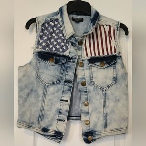 Jean vest with US Flag pattern